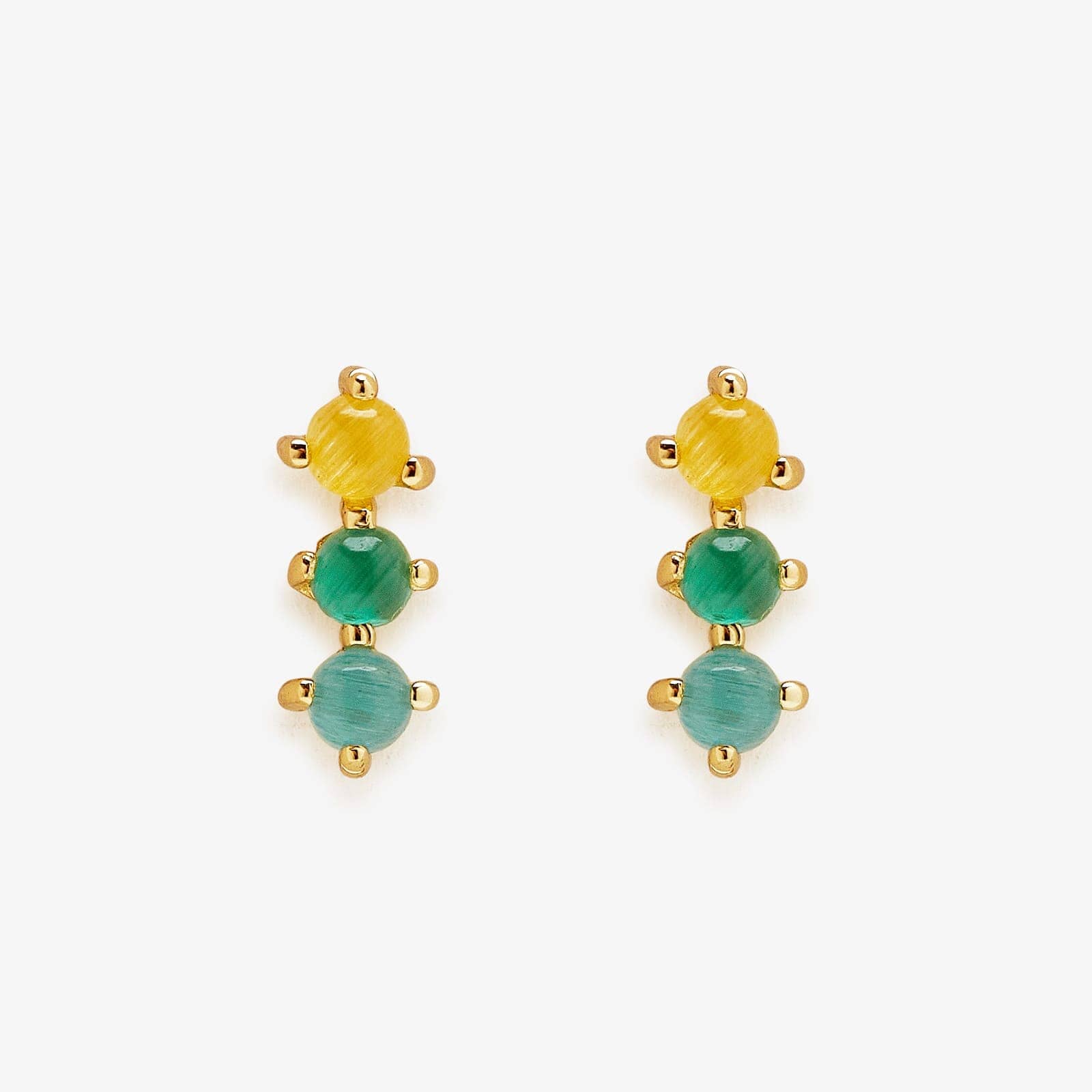 3 Stone Stud Earrings