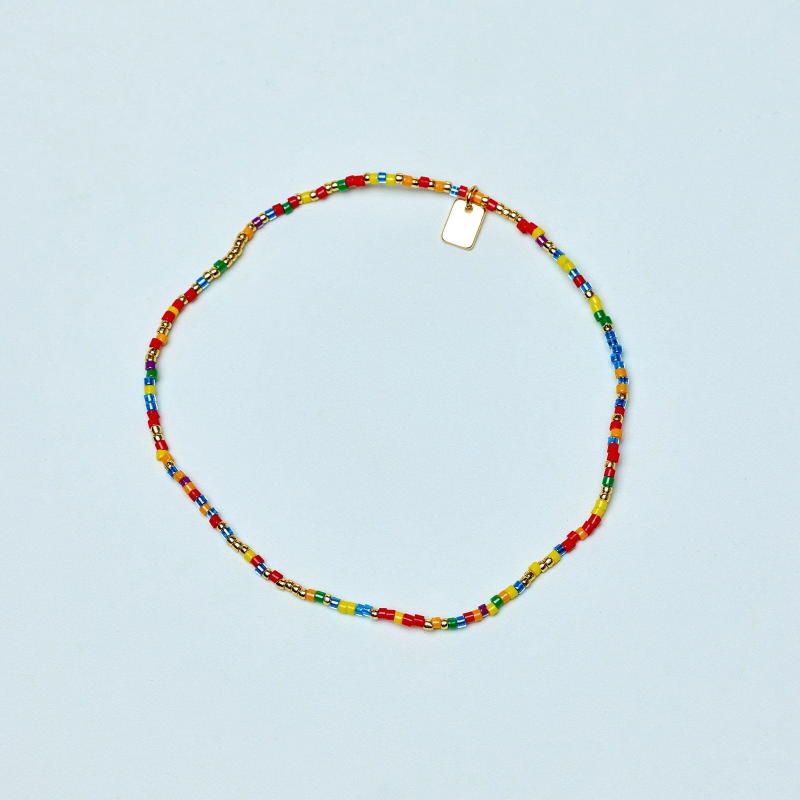 Rainbow Bead Stretch Anklet