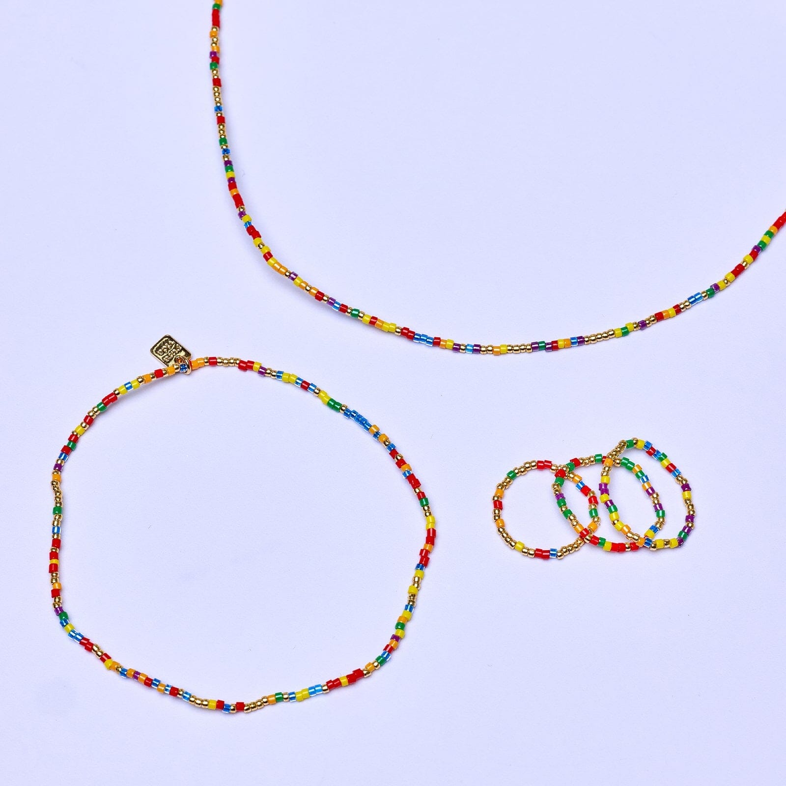 Rainbow Bead Stretch Anklet