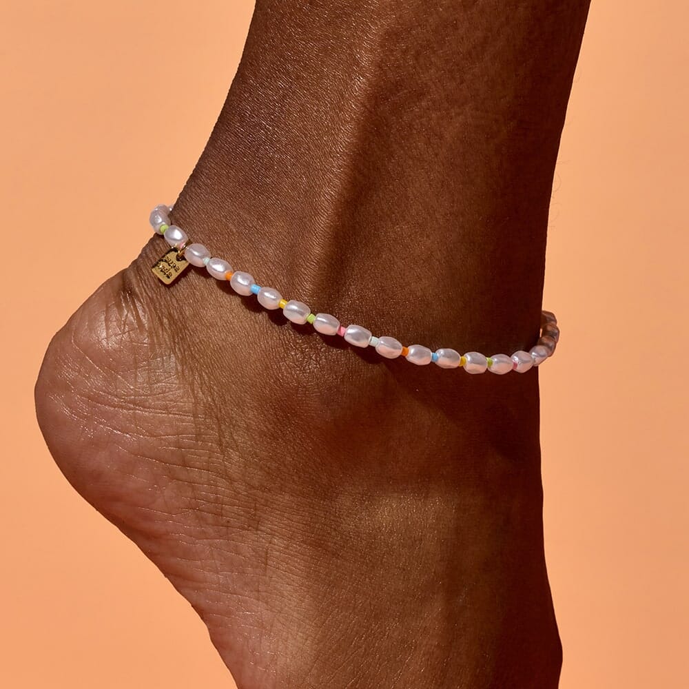 Rainbow Reef Pearl Stretch Anklet