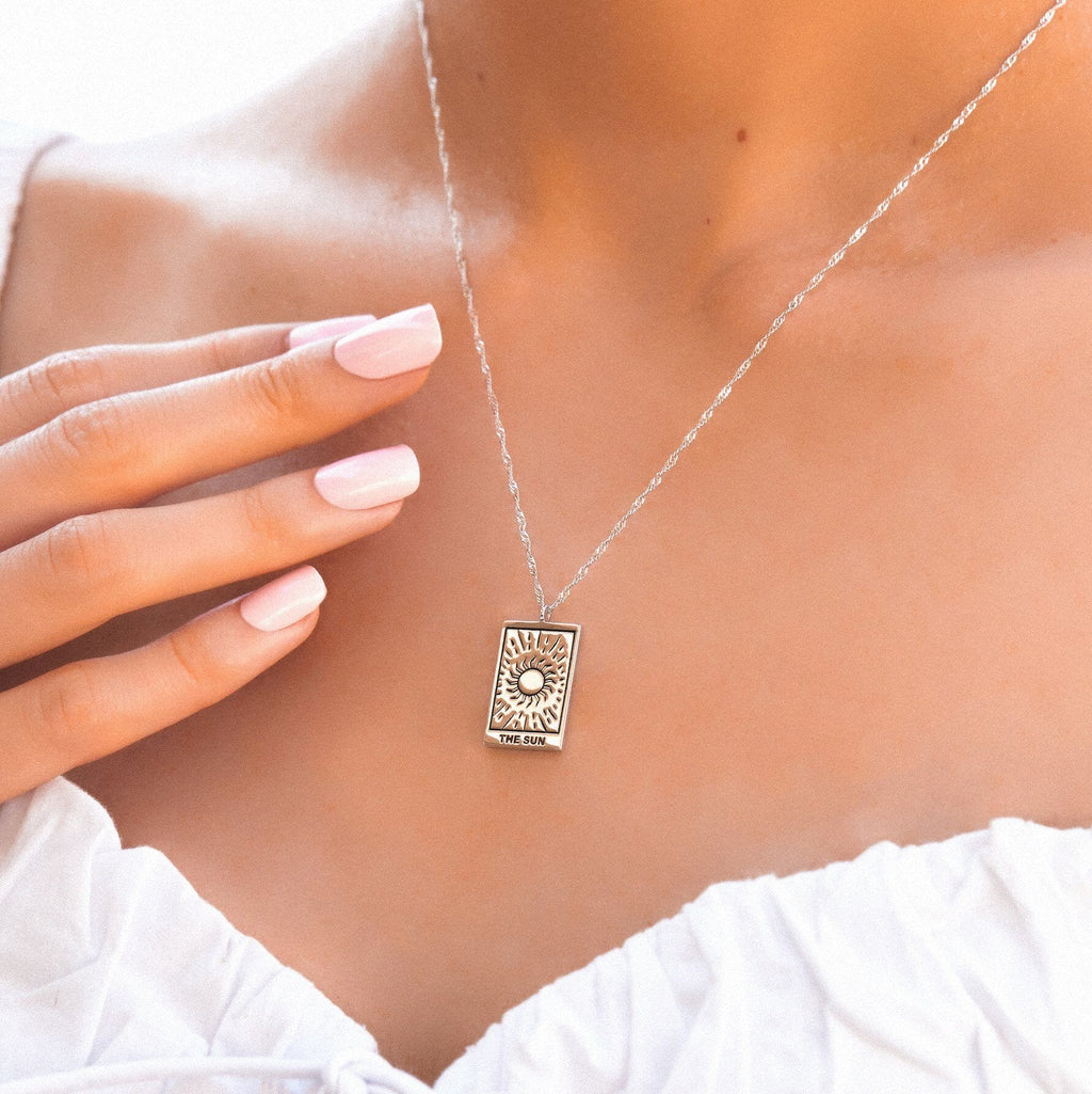 Silver Tarot Card Pendant Necklace