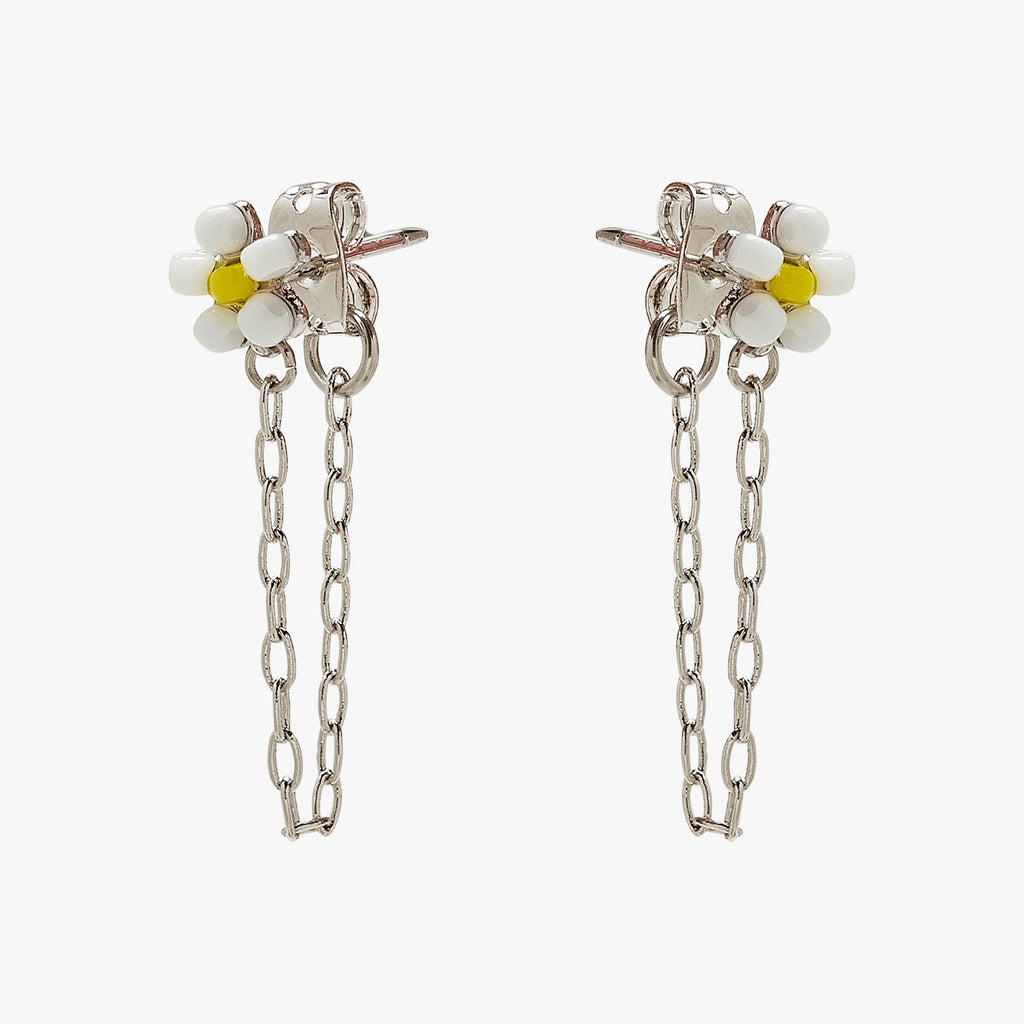 Daisy Seed Bead Chain Wrap Earrings