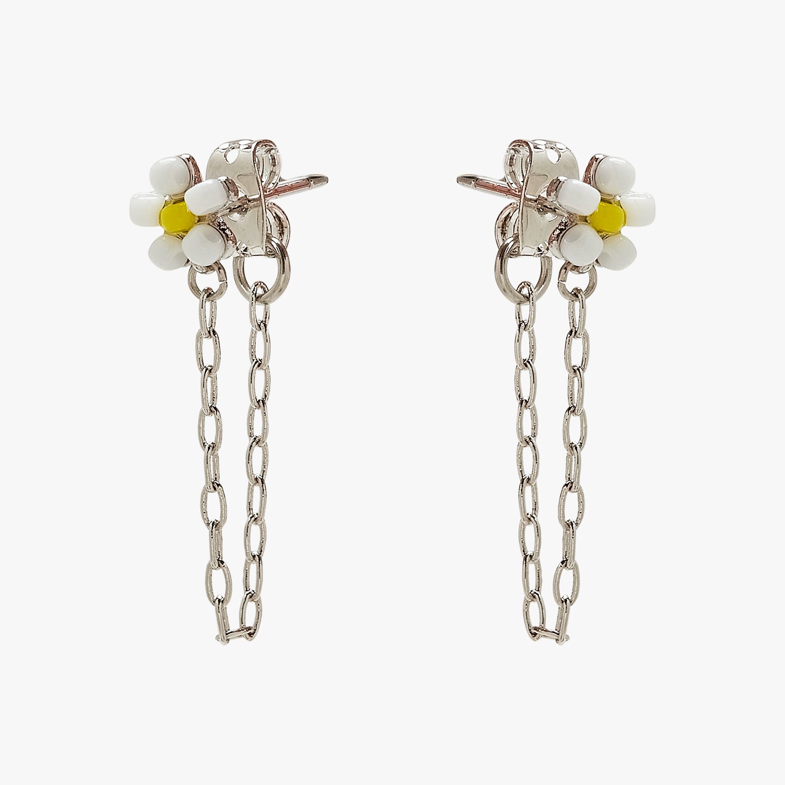 Daisy Seed Bead Chain Wrap Earrings