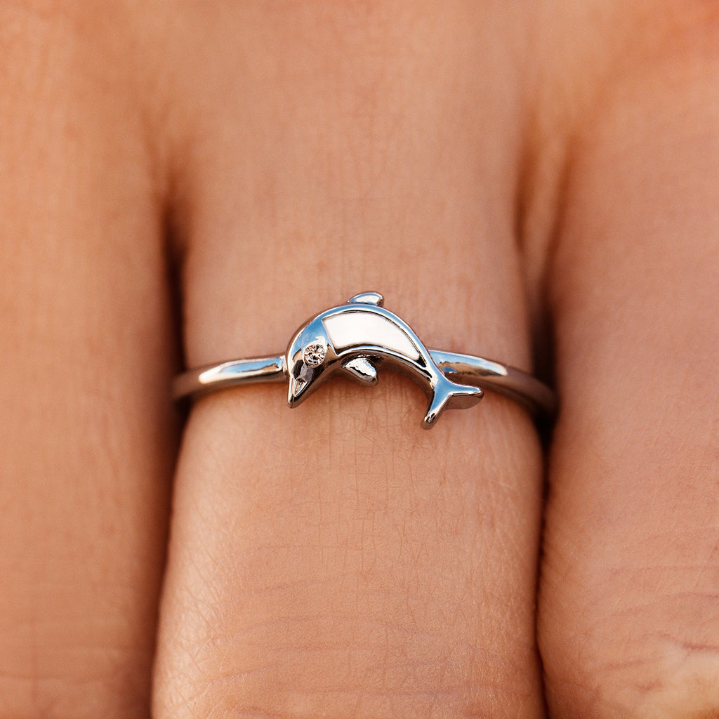 Mother of Pearl Dolphin Ring