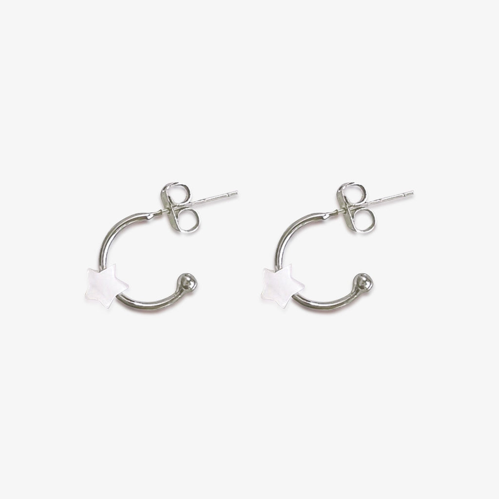 Pearlized Star Bead Hoop Earrings