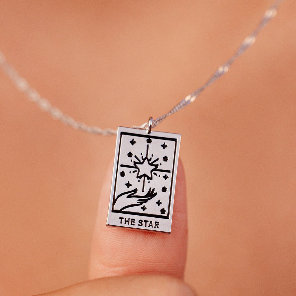 Silver Tarot Card Pendant Necklace