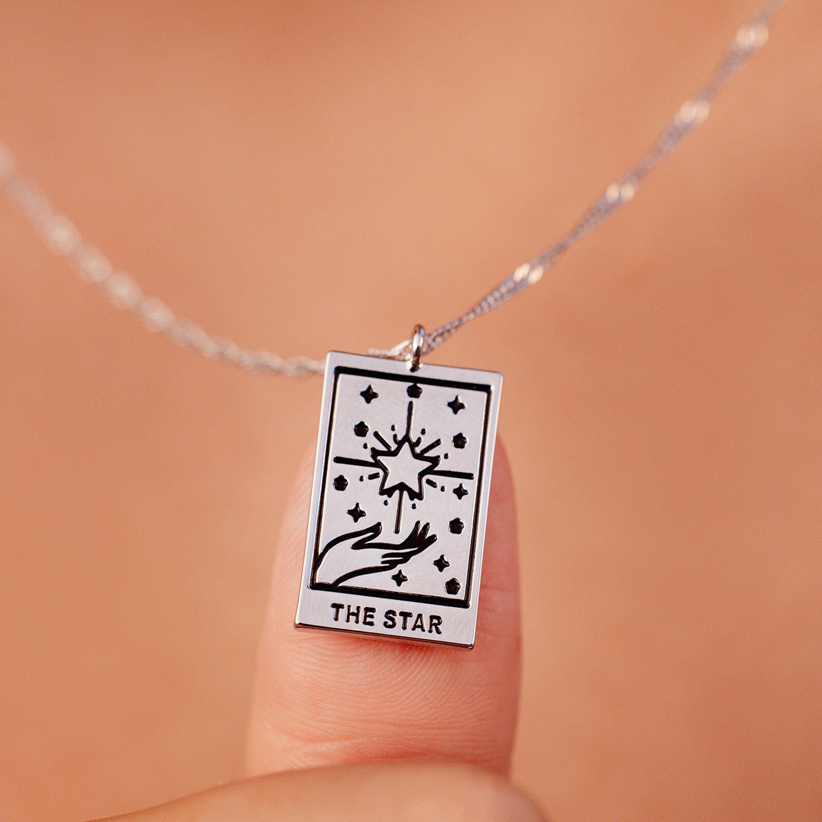 Silver Tarot Card Pendant Necklace