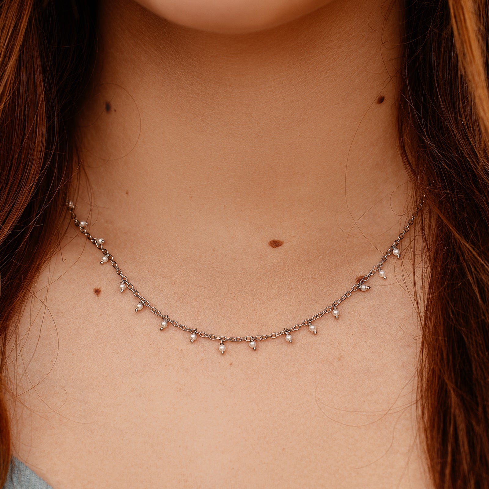 Hanging Pearl Beaded Choker