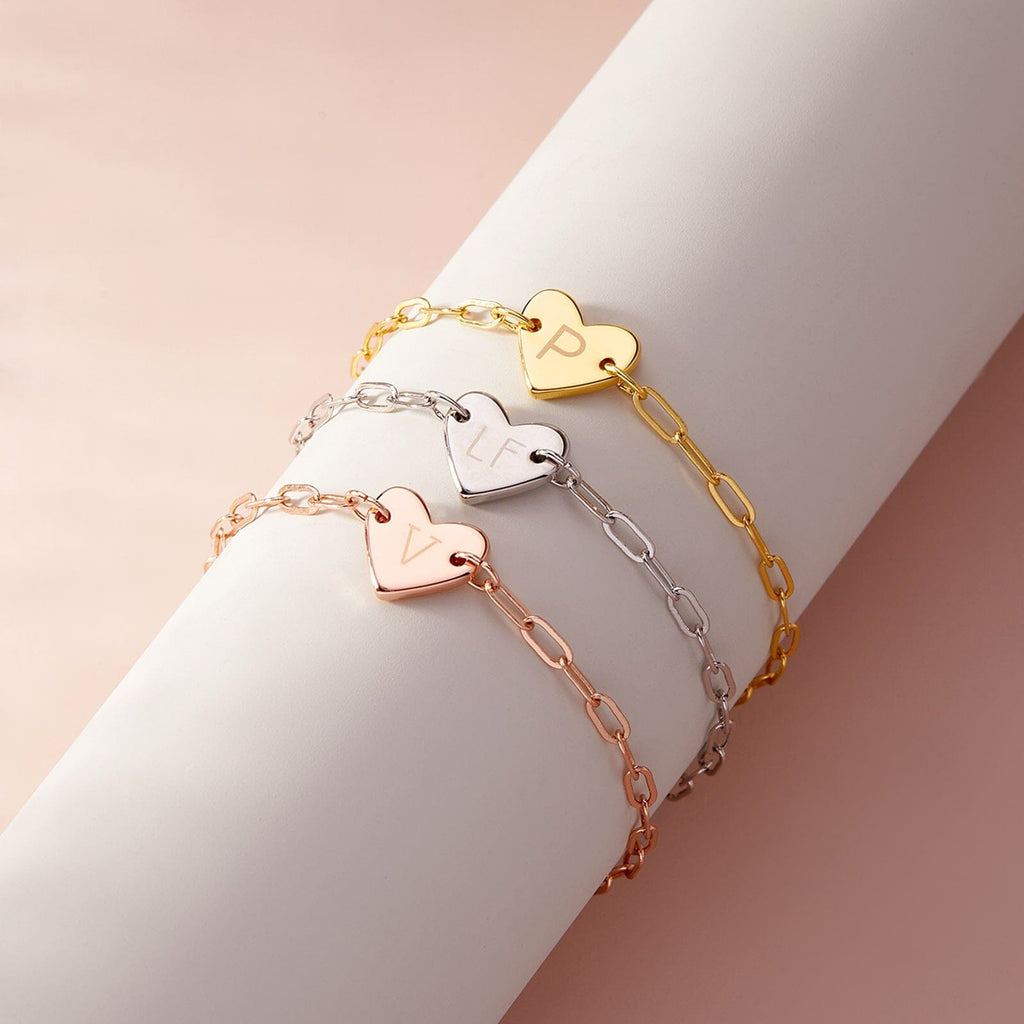 Engravable Heart Paperclip Chain Bracelet
