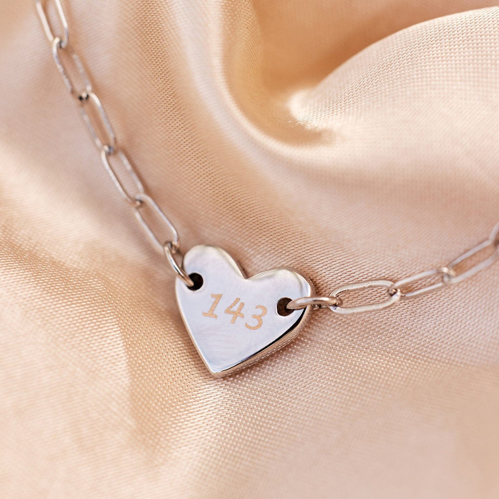 Engravable Heart Paperclip Chain Bracelet