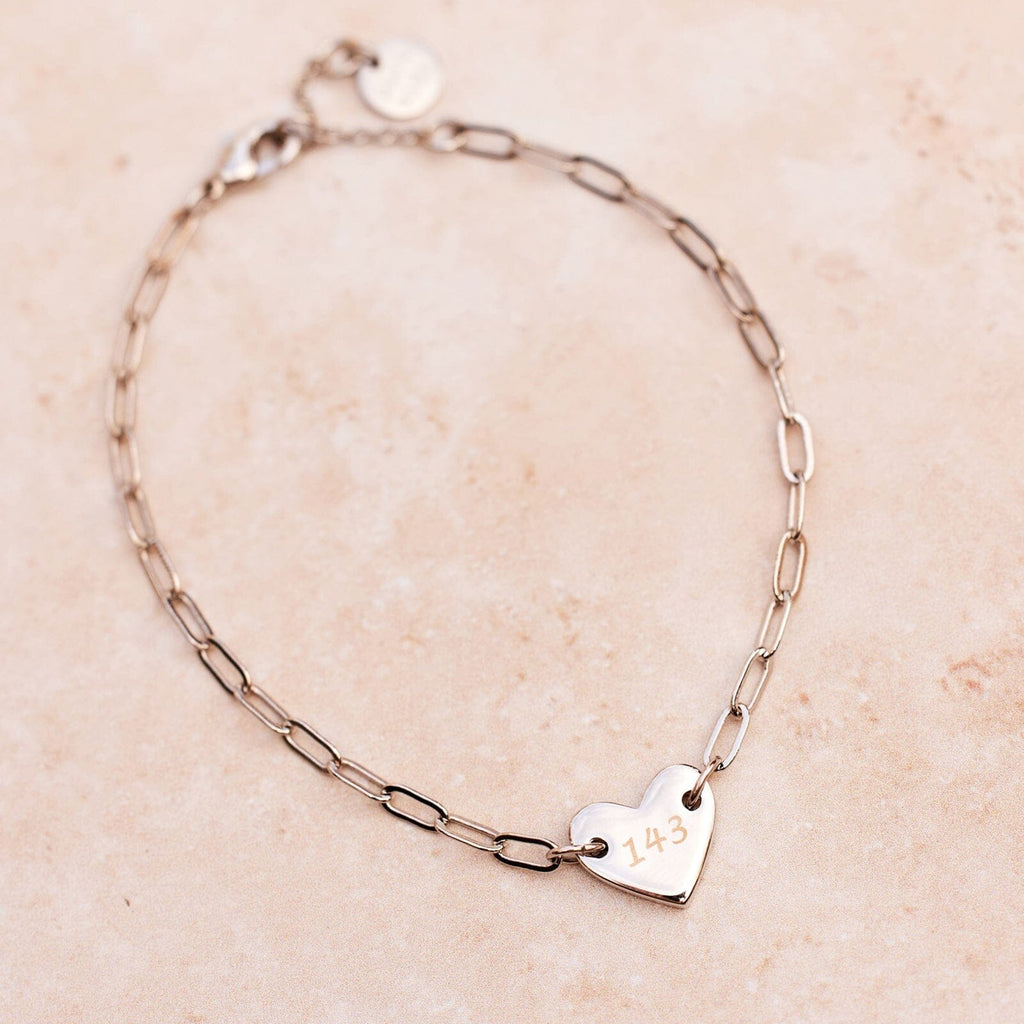 Engravable Heart Paperclip Chain Bracelet