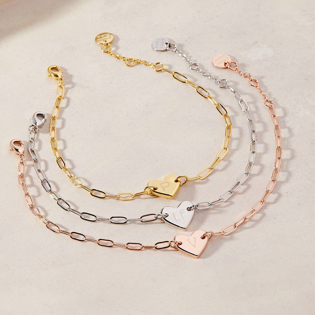 Engravable Heart Paperclip Chain Bracelet