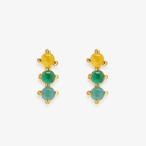 3 Stone Stud Earrings