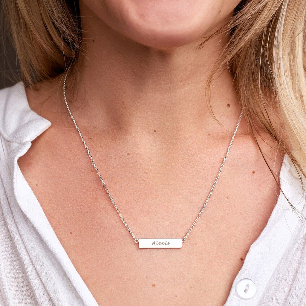 Demi-Fine Engravable Bar Necklace