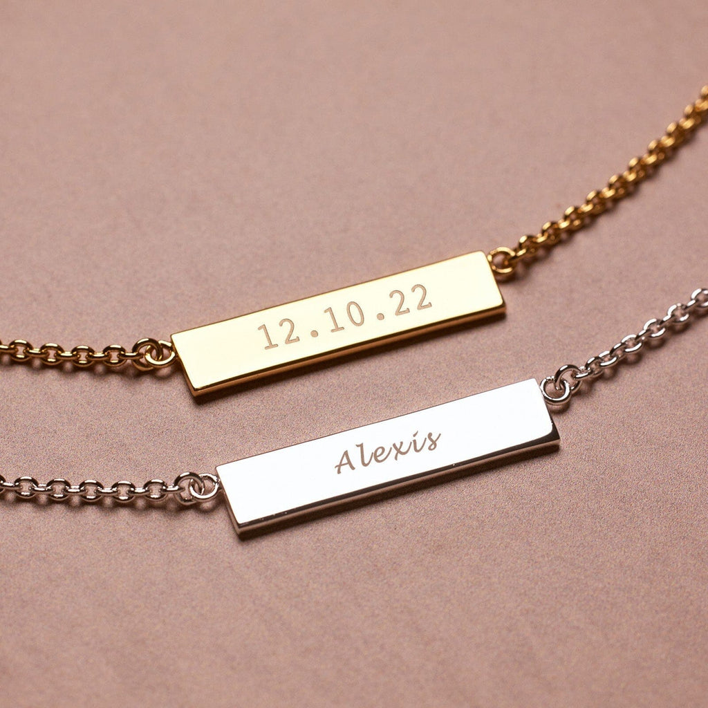 Demi-Fine Engravable Bar Necklace