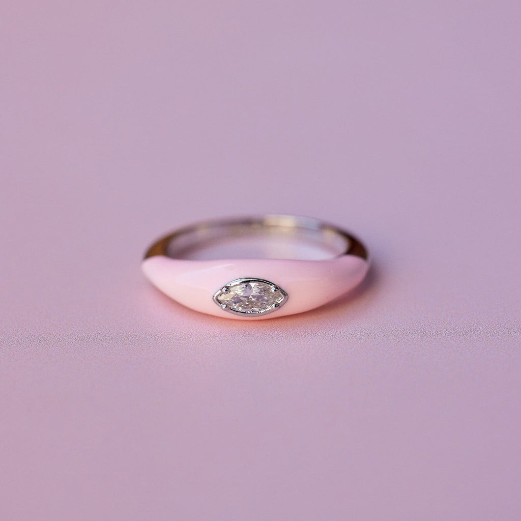 Boarding for Breast Cancer Marquise Enamel Ring