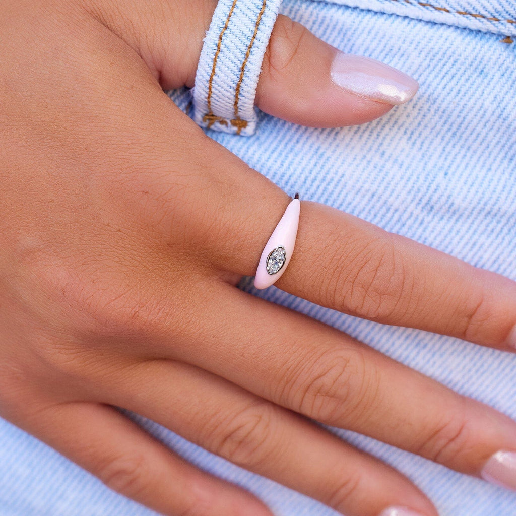 Boarding for Breast Cancer Marquise Enamel Ring