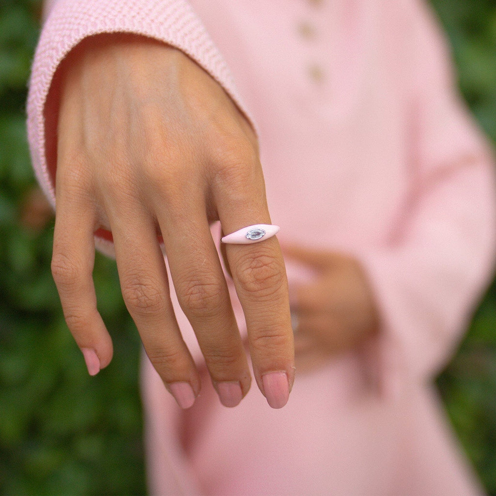 Boarding for Breast Cancer Marquise Enamel Ring