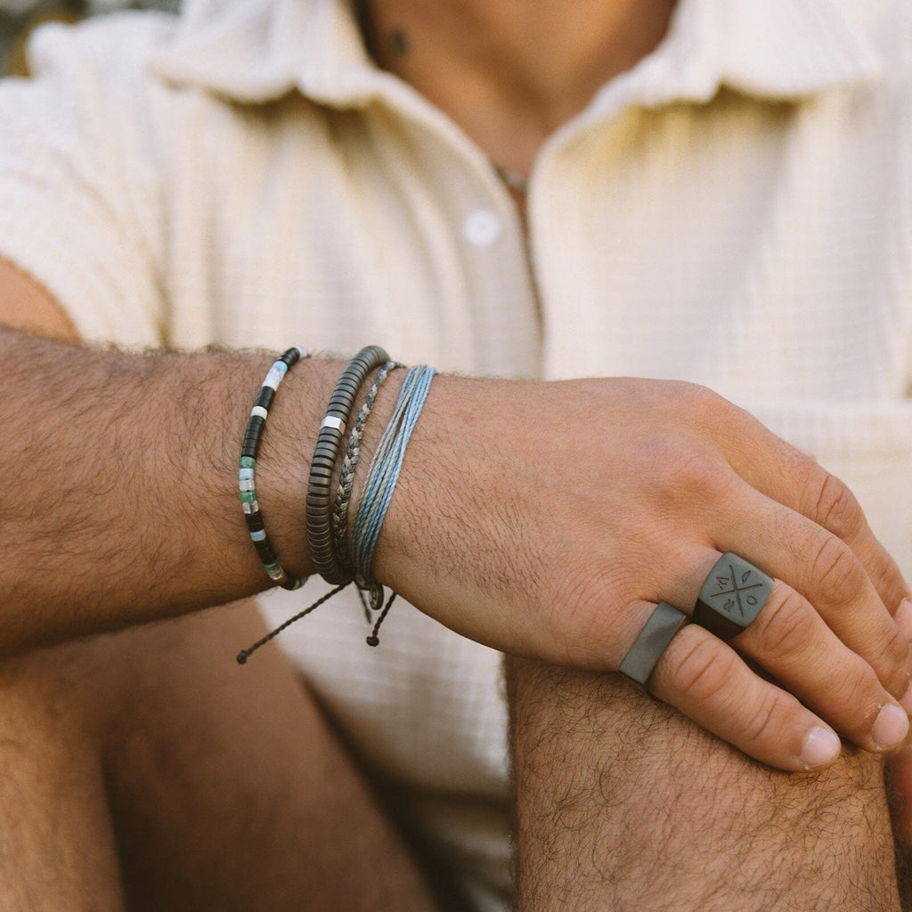 Men's Black Gunmetal Stone Bracelet
