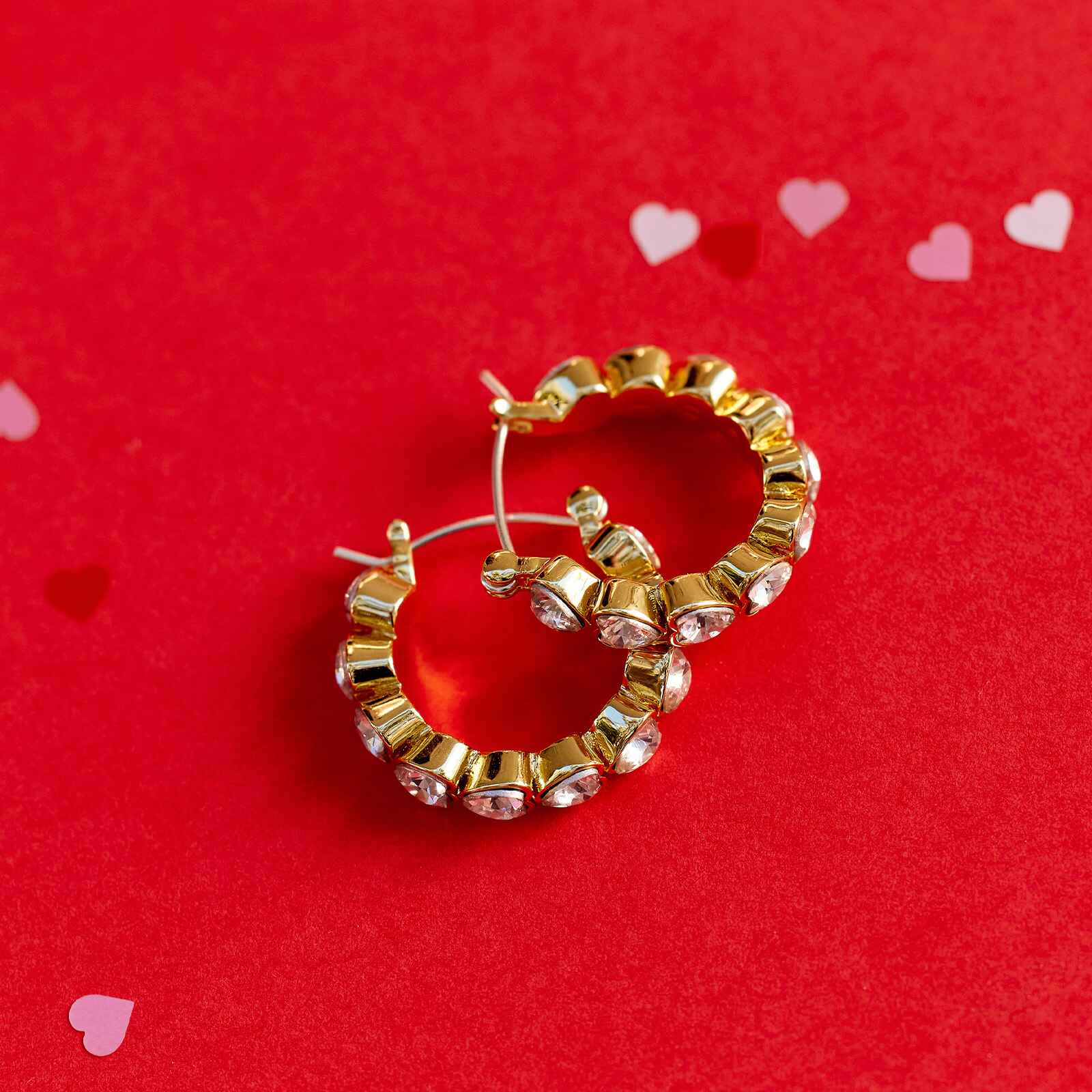 Stone Heart Hoop Earrings