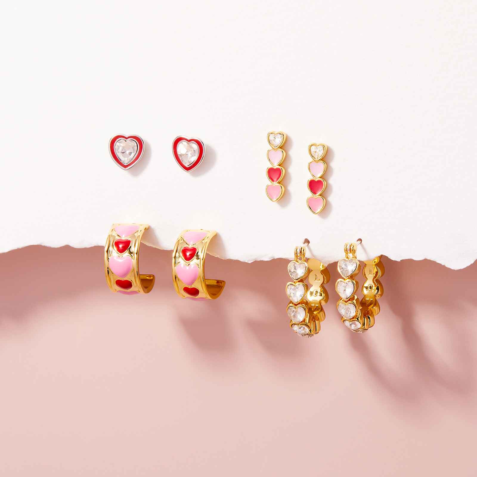 Smitten Enamel Heart Drop Earrings