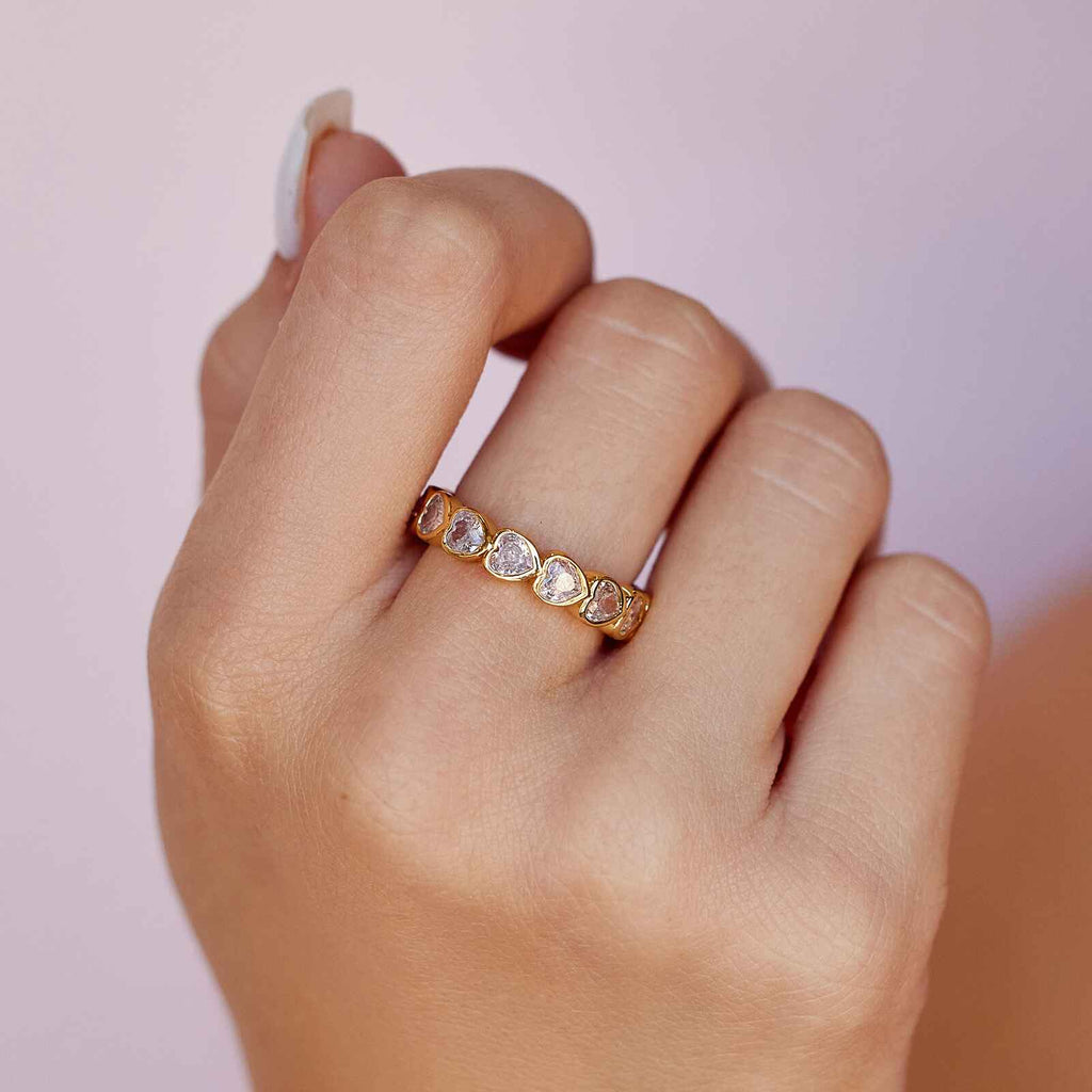 Stone Heart Ring Band