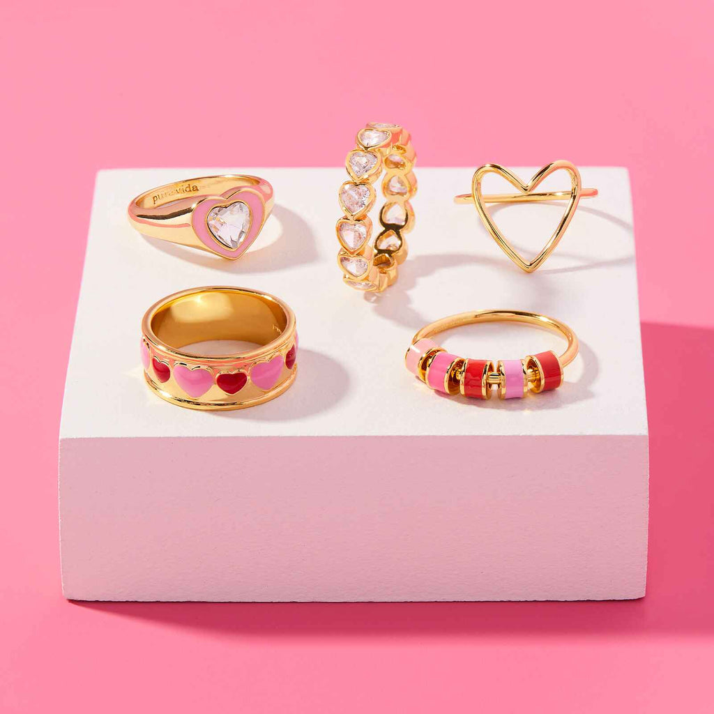 Stone Heart Ring Band