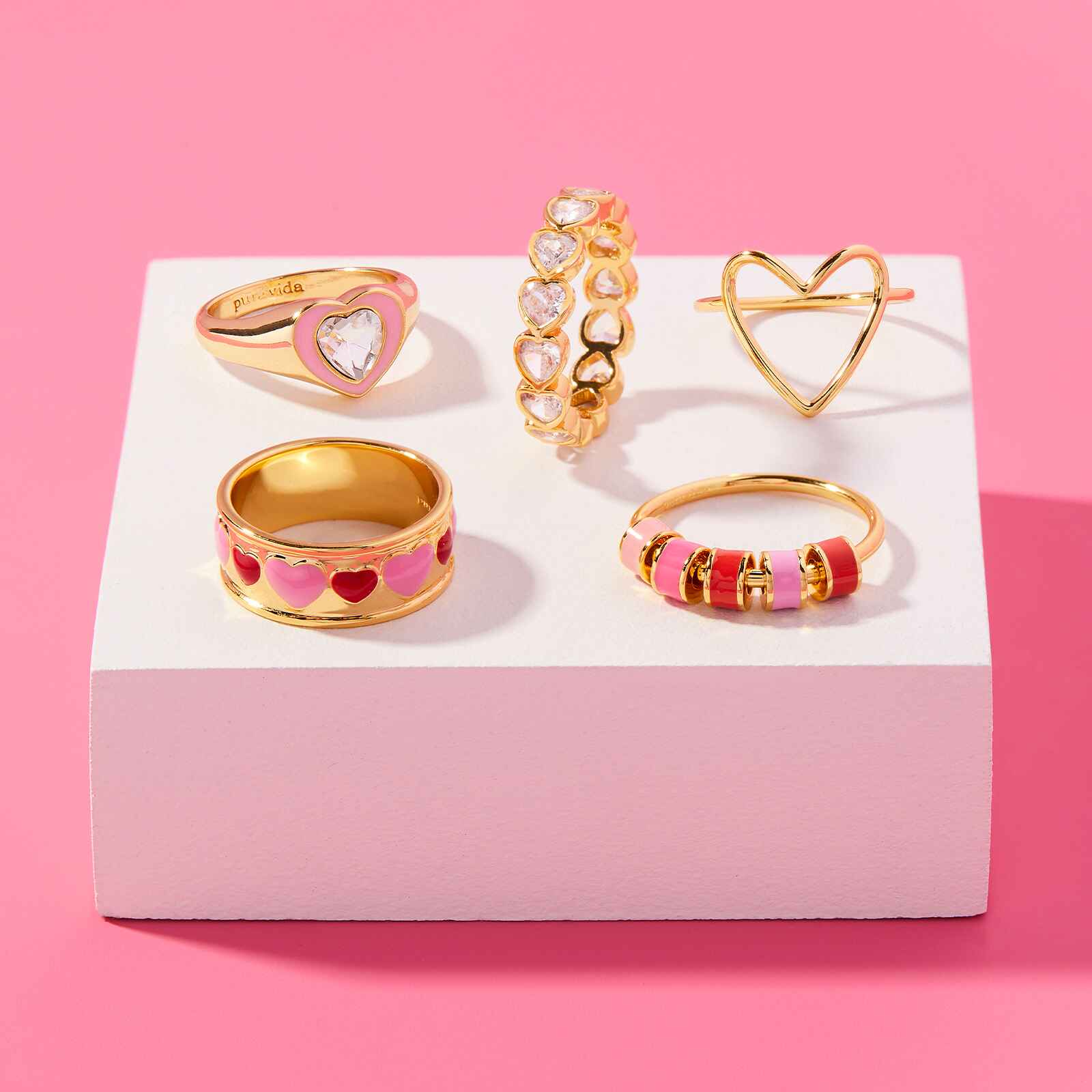 Stone Heart Ring Band