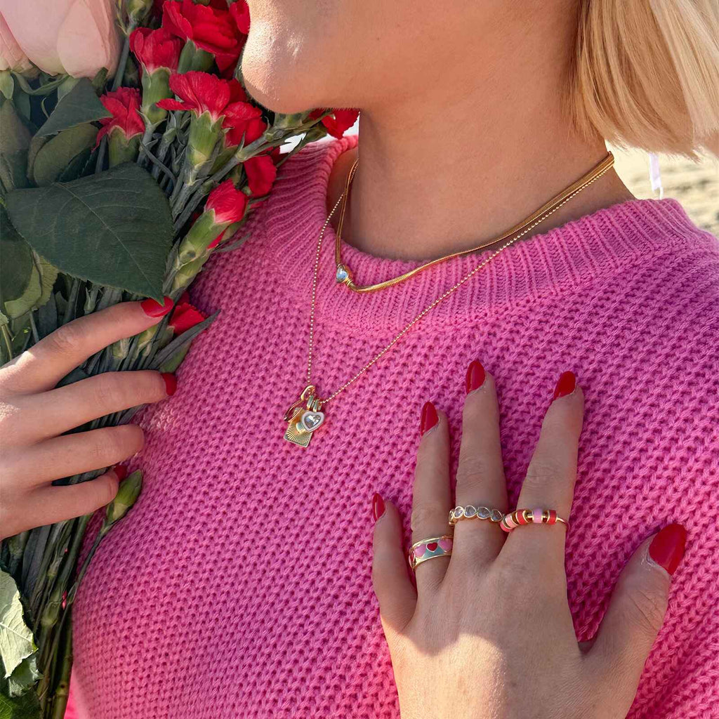 Stone Heart Ring Band