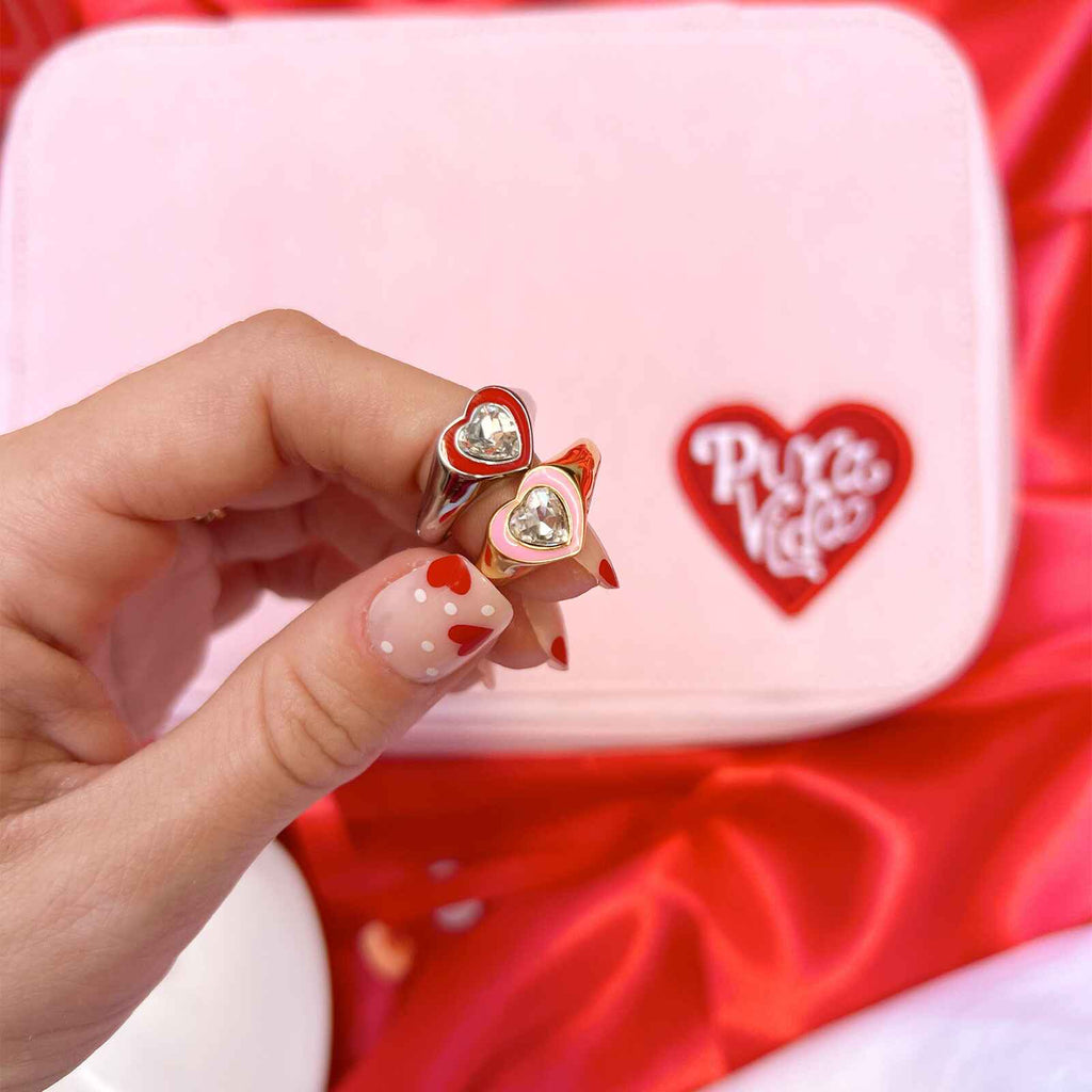 Stone & Enamel Heart Ring