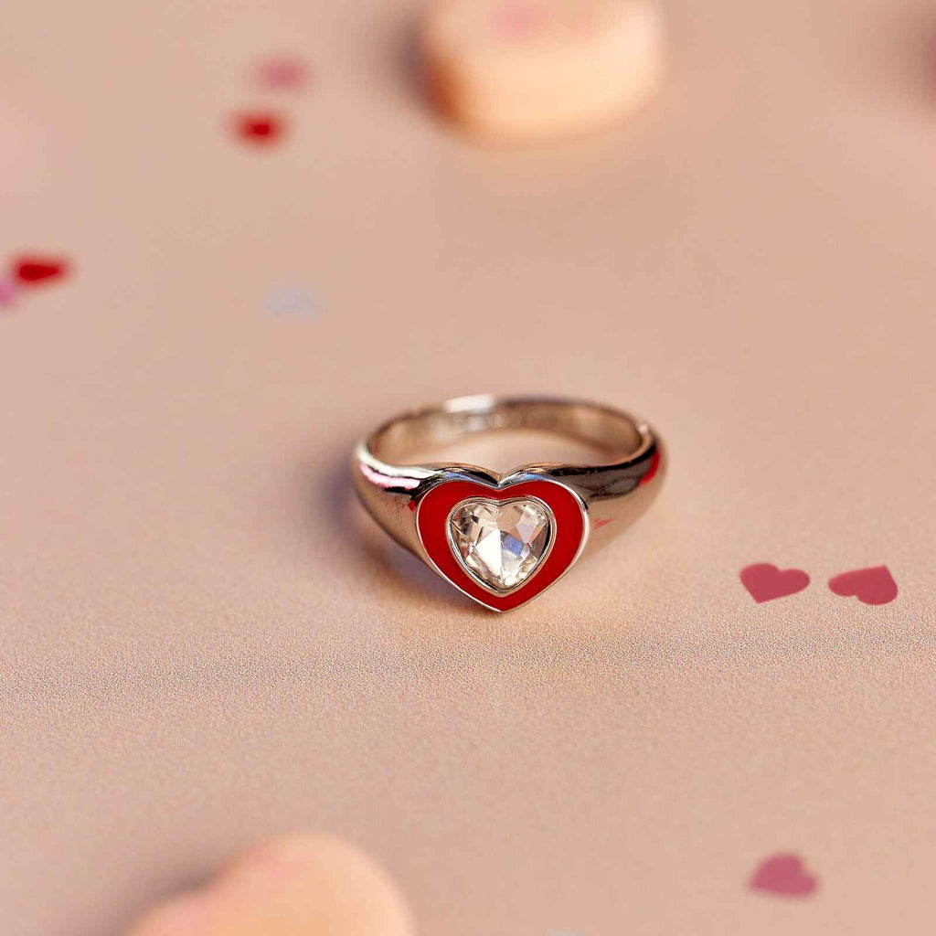 Stone & Enamel Heart Ring