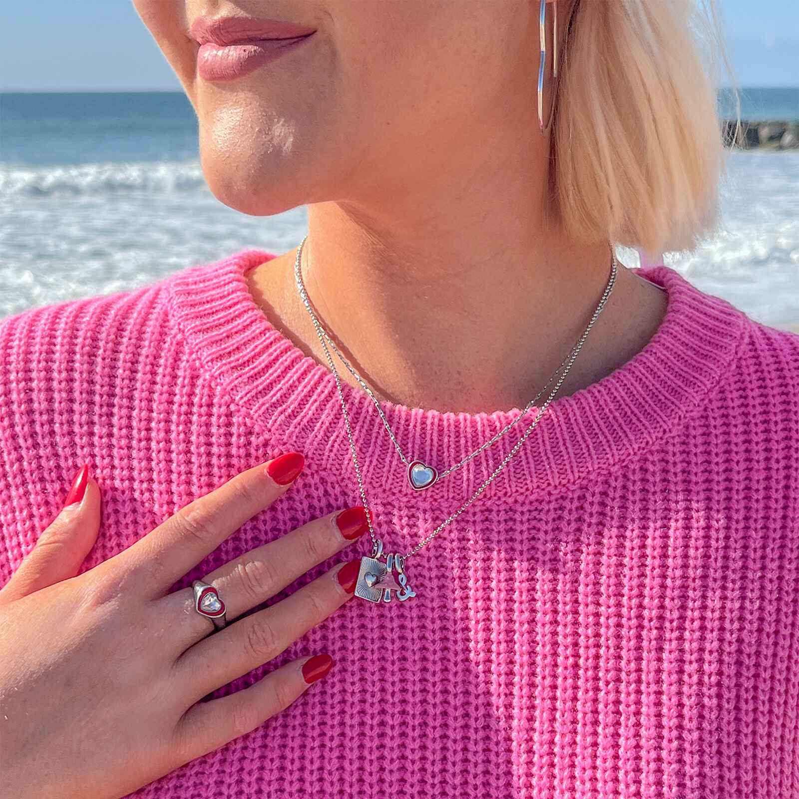 Stone & Enamel Heart Ring