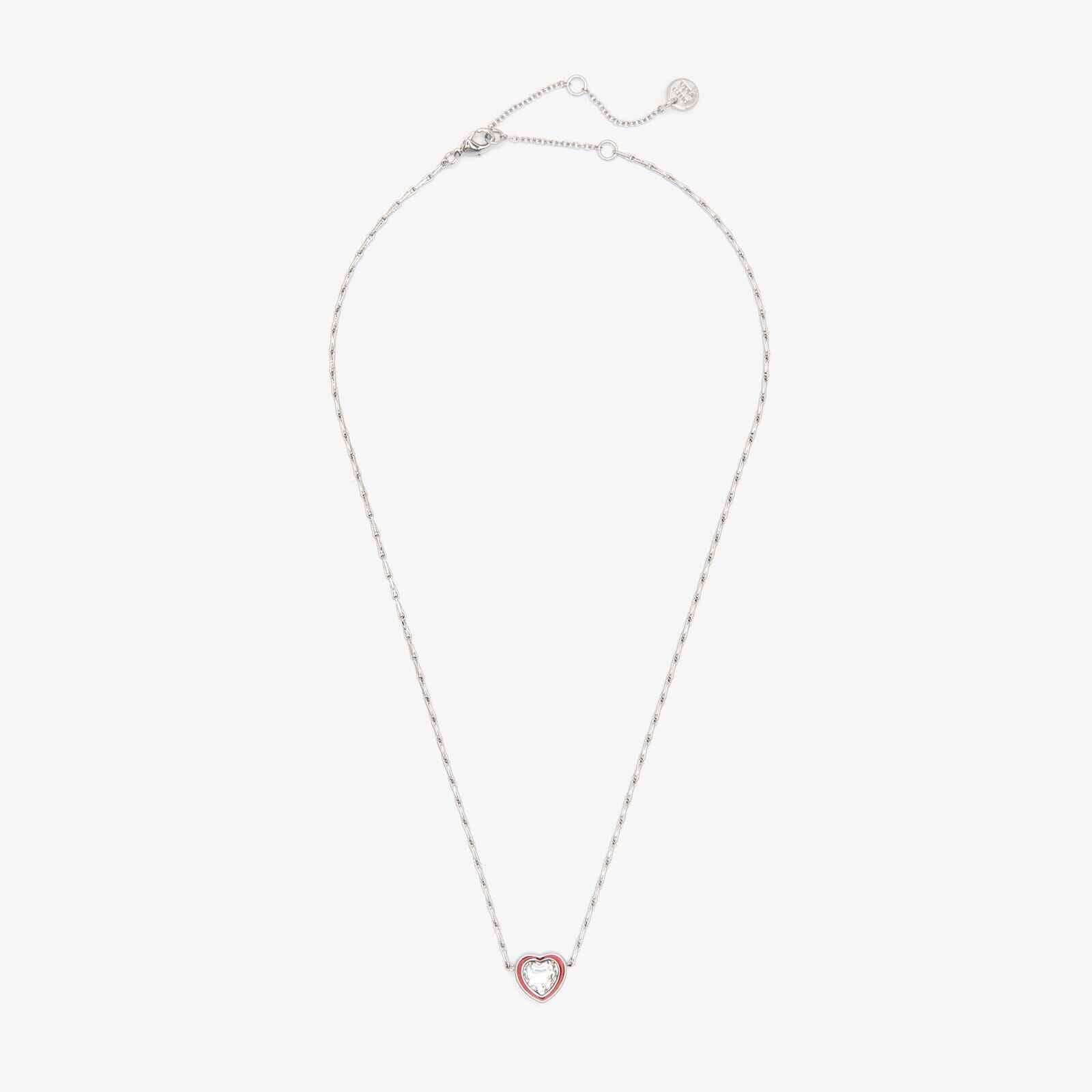 Stone & Enamel Heart Pendant Necklace