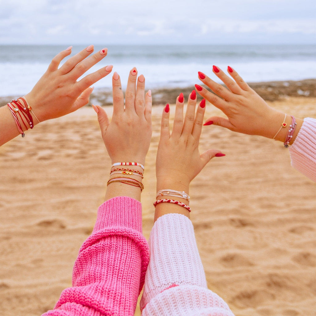 Red Cross Three Hearts Charm Bracelet