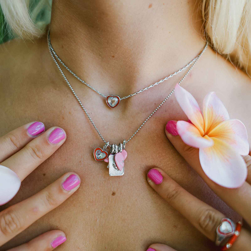 Harper Stone & Enamel Heart Charm