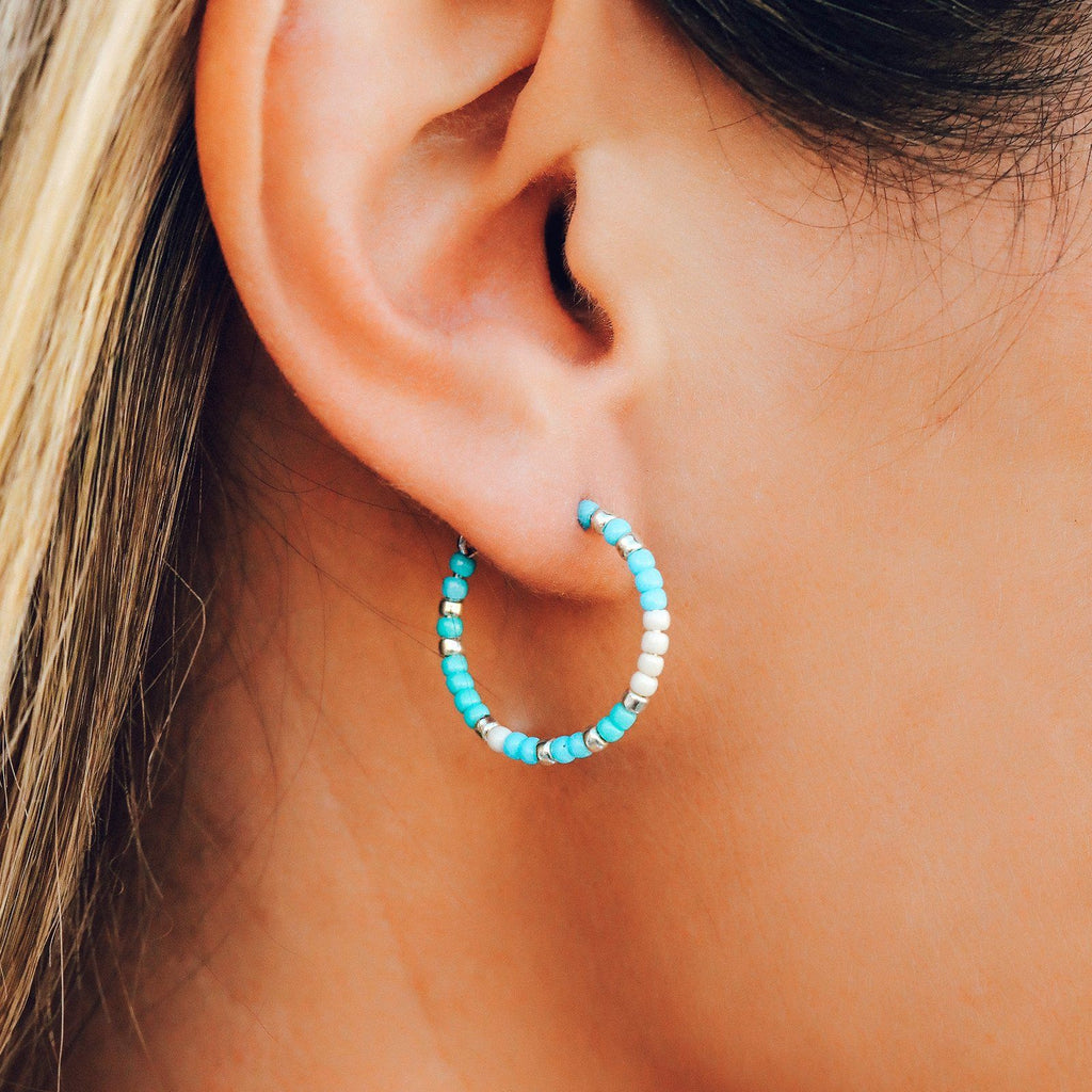 Playa Seed Bead Hoop Earrings