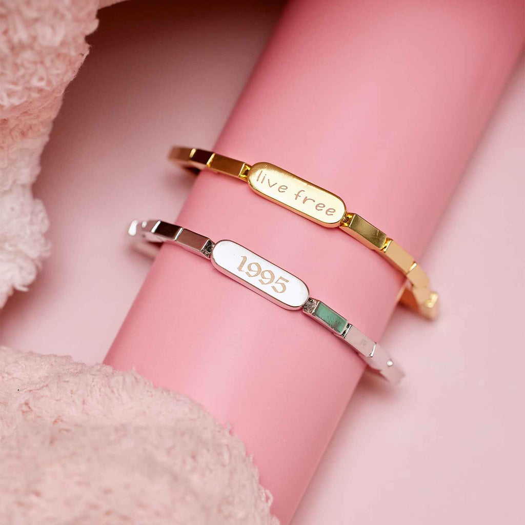 Engravable Rectangle Bead Stretch Bracelet