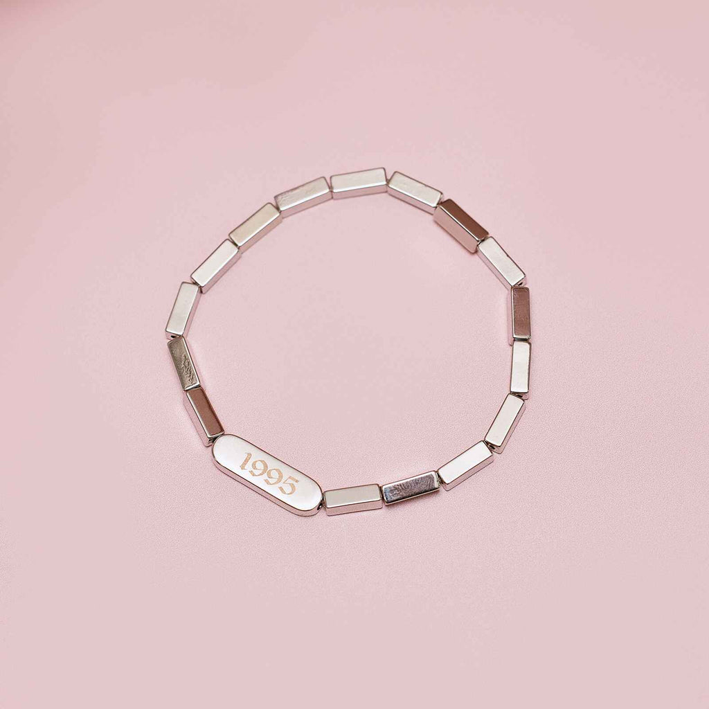 Engravable Rectangle Bead Stretch Bracelet