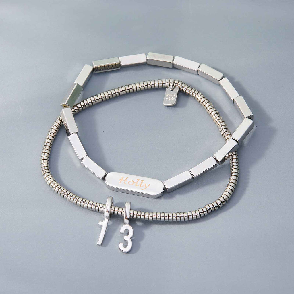 Engravable Rectangle Bead Stretch Bracelet