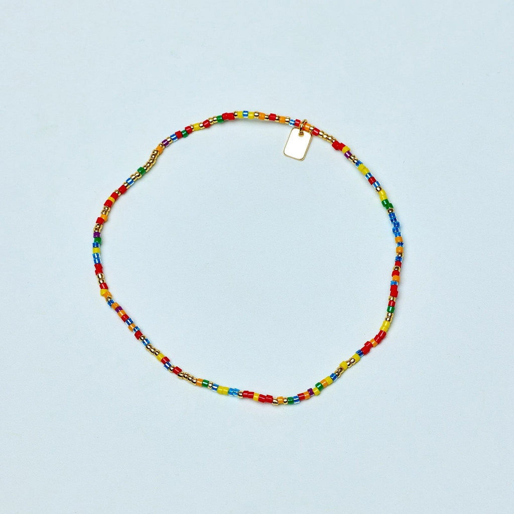 Rainbow Bead Stretch Anklet