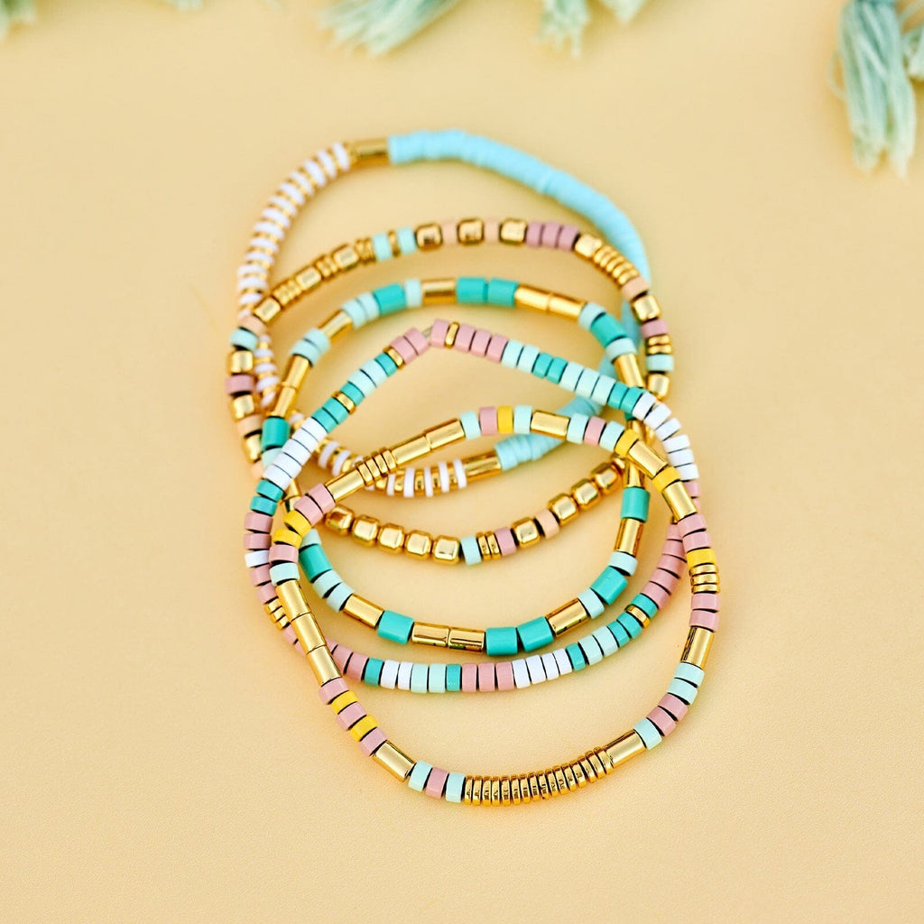 Salty Air Seed Bead Stretch Bracelet Set of 5