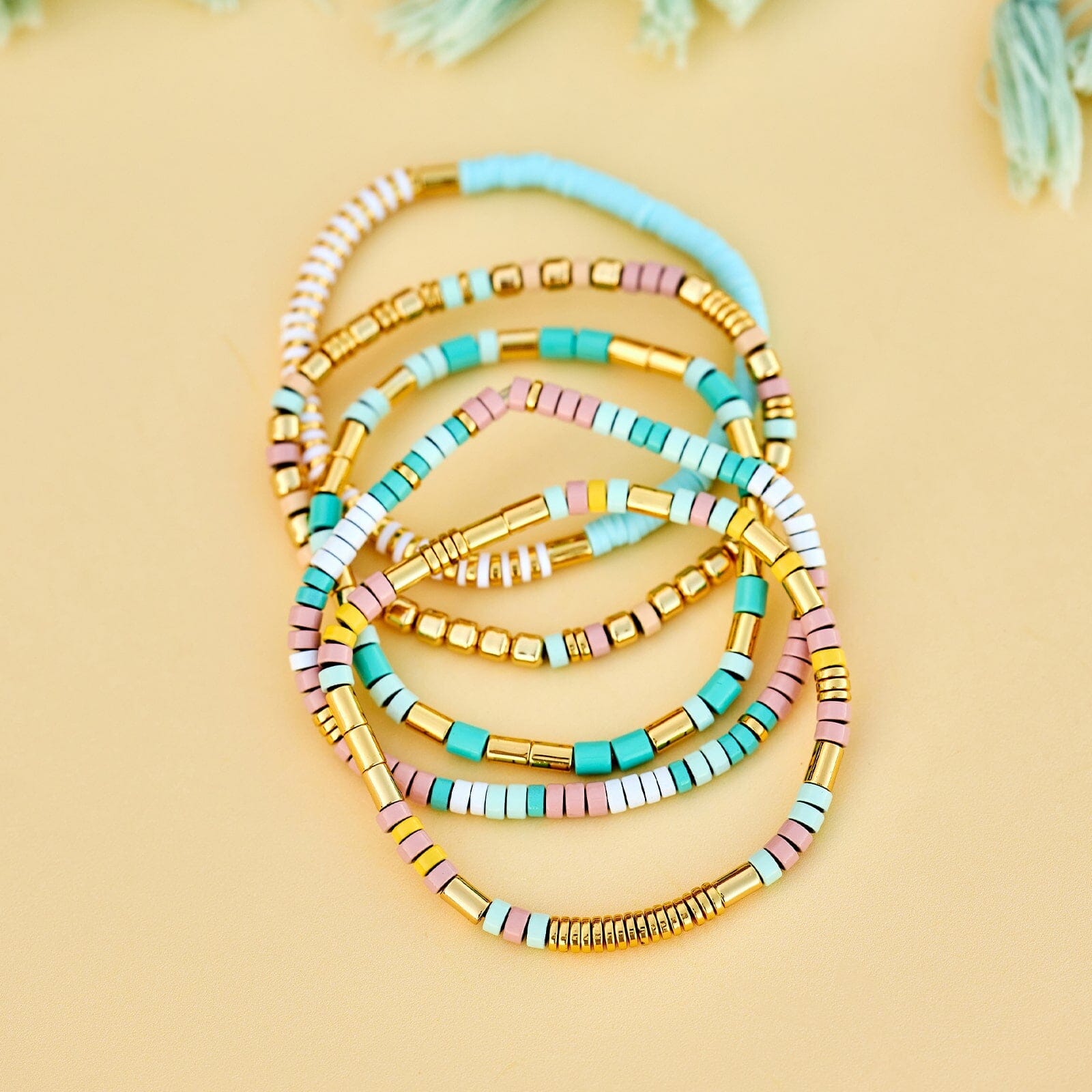 Salty Air Seed Bead Stretch Bracelet Set of 5