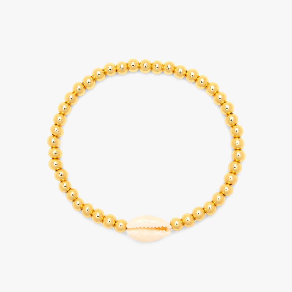 Cowrie Gold Bead Stretch Bracelet
