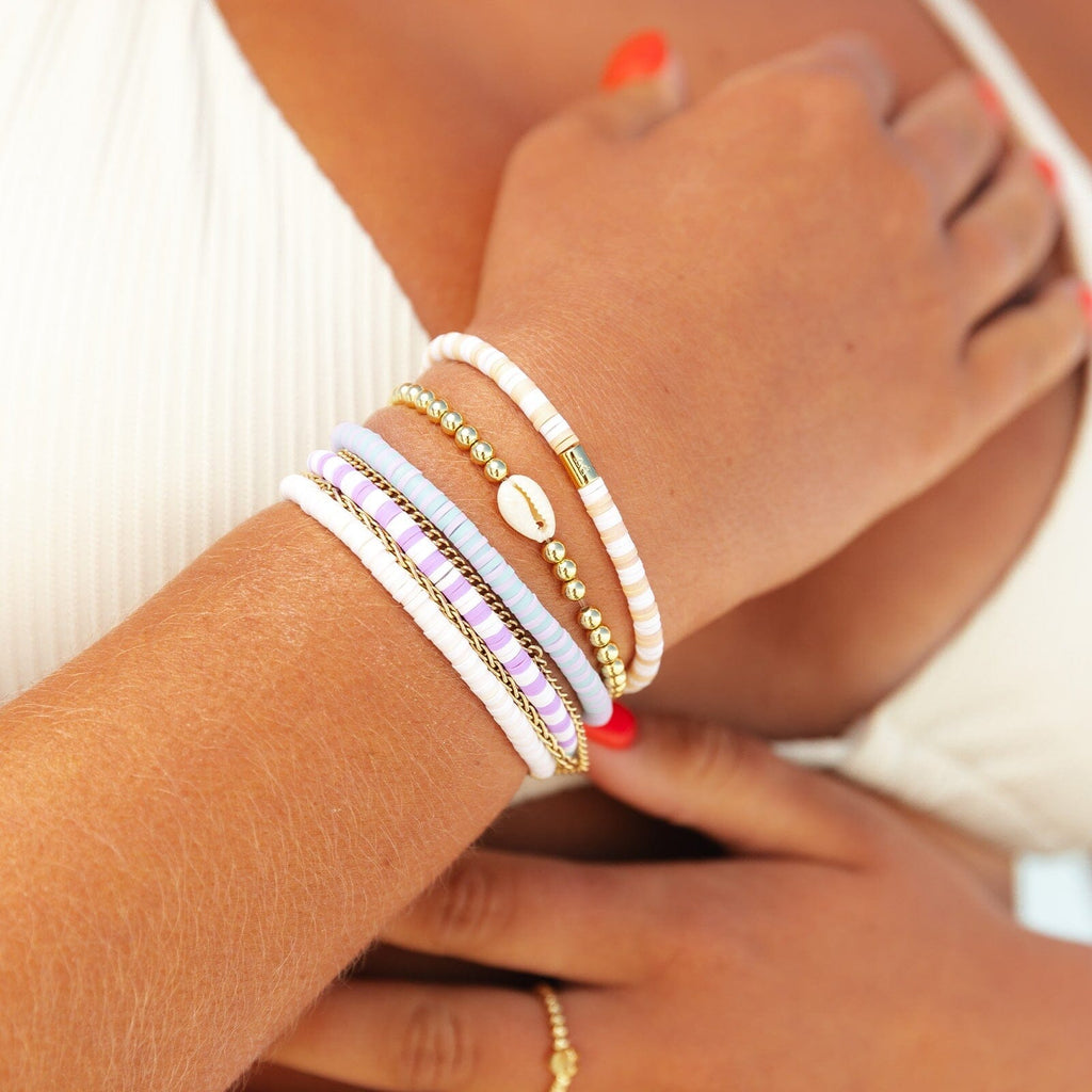 Cowrie Gold Bead Stretch Bracelet