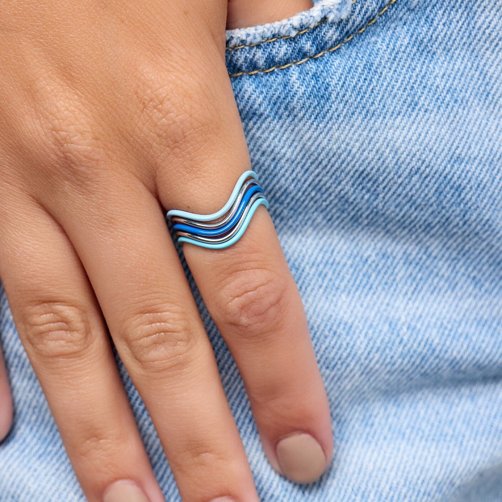 Wavy Enamel Ring Stack
