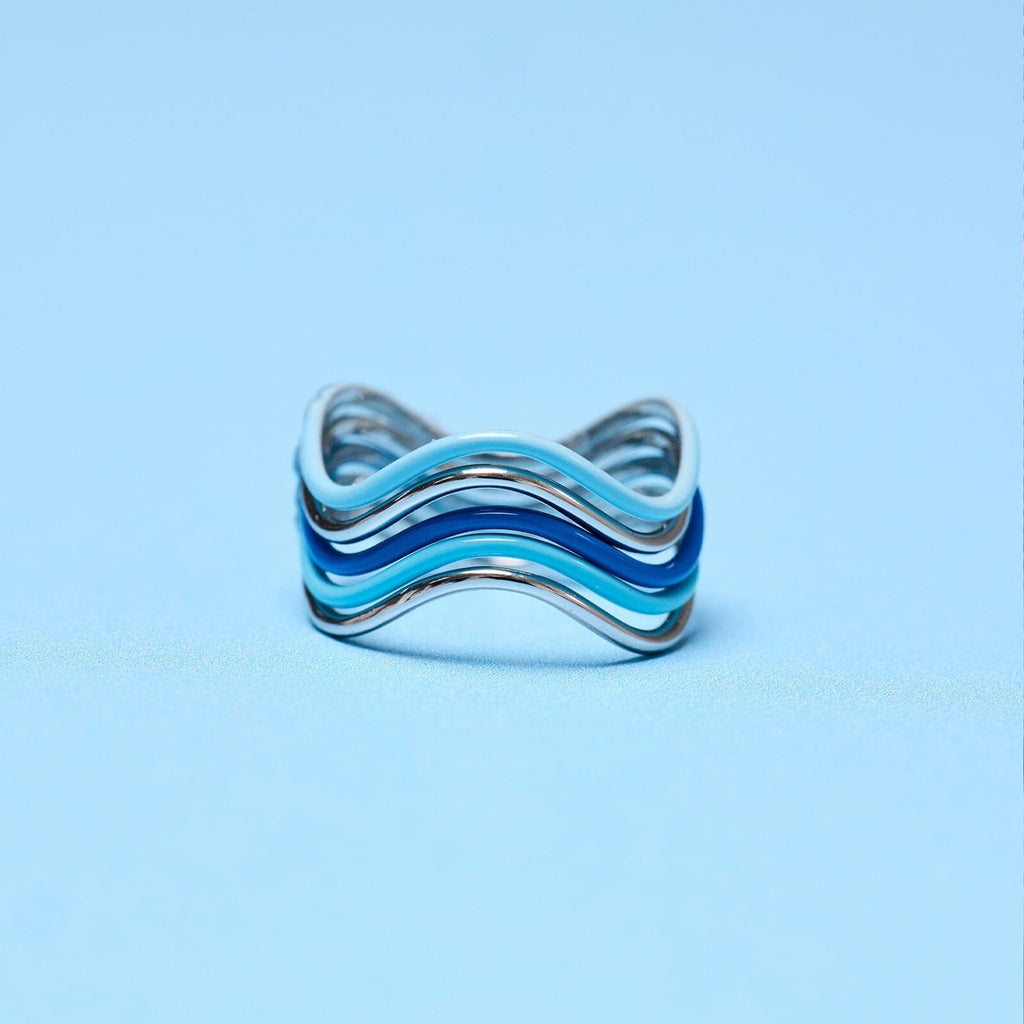 Wavy Enamel Ring Stack