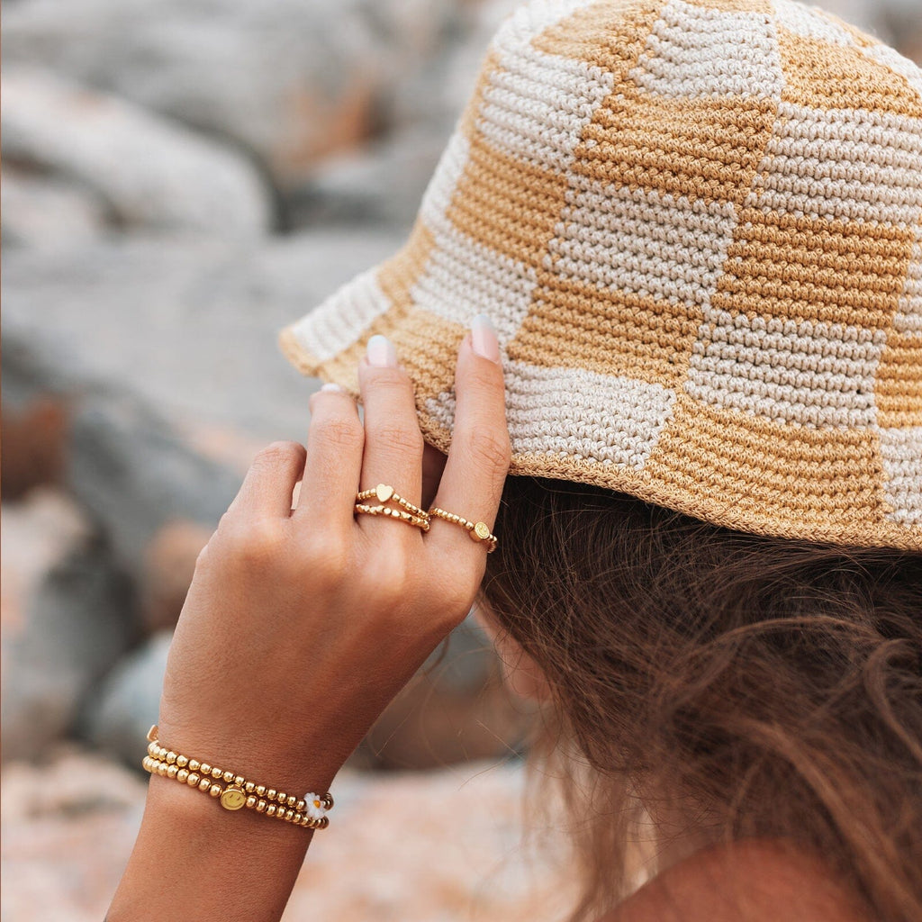 Faceted Gold Bead Stretch Ring