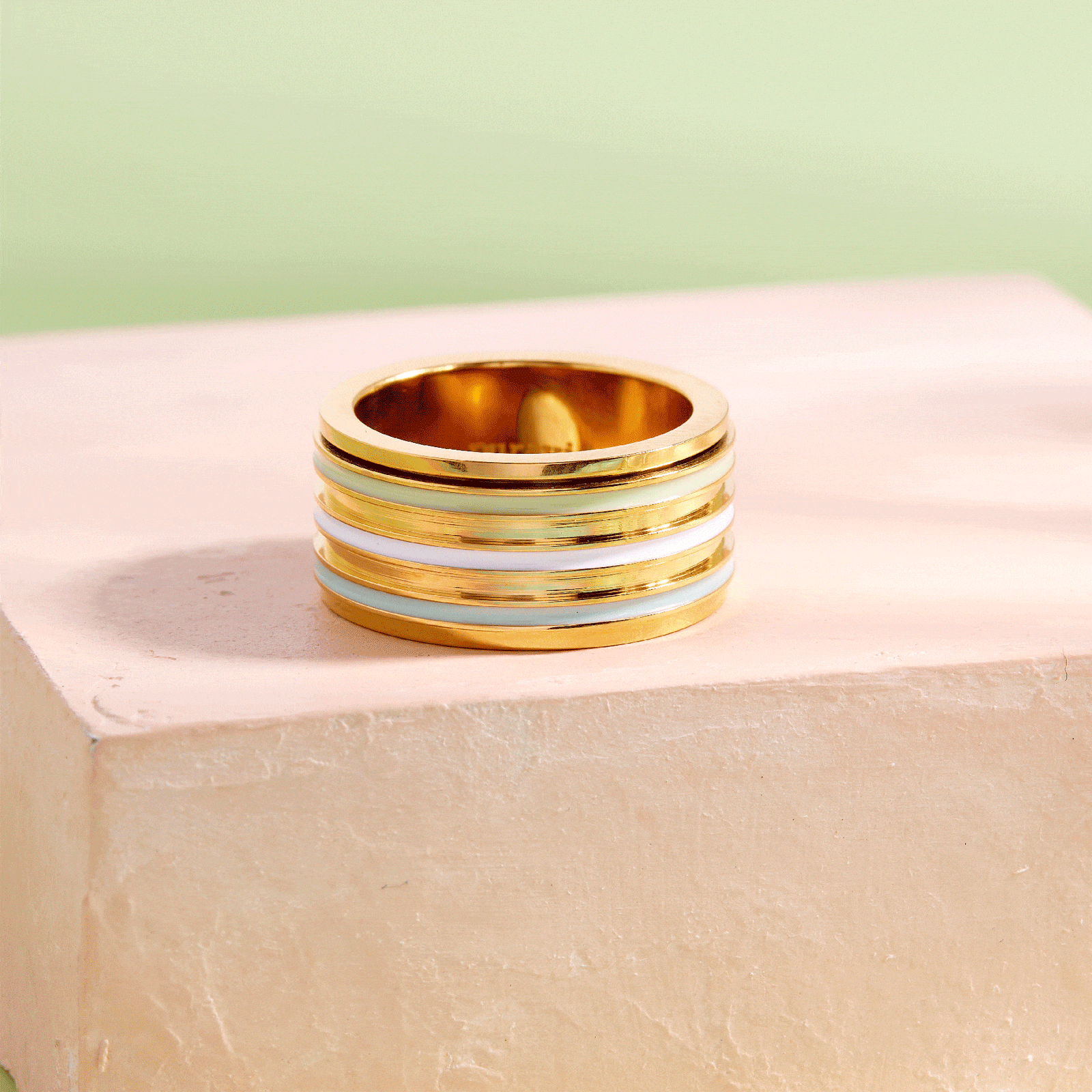 Wide Enamel Stripe Fidget Ring