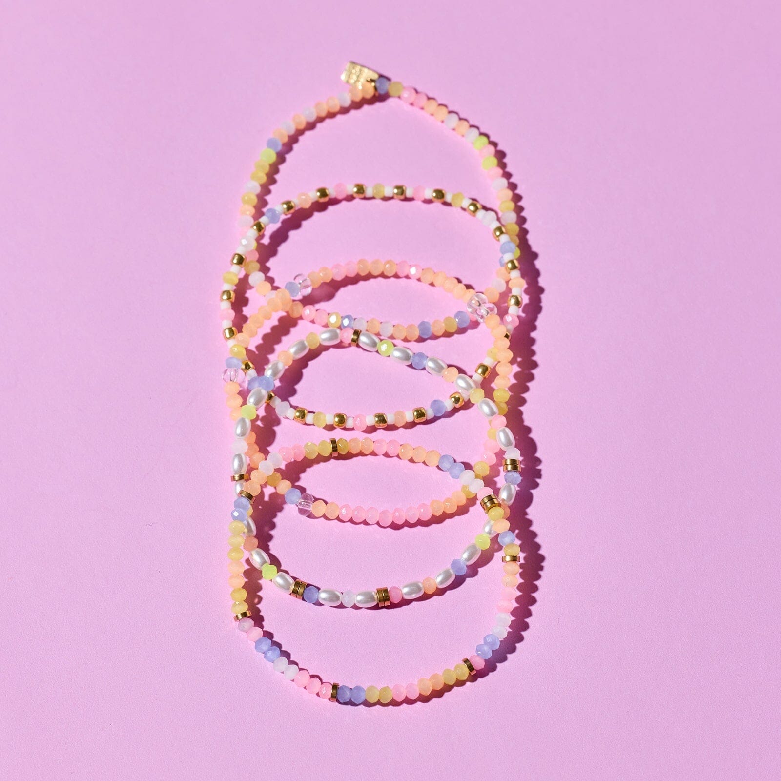 Frosted Bead Stretch Bracelet Set of 5