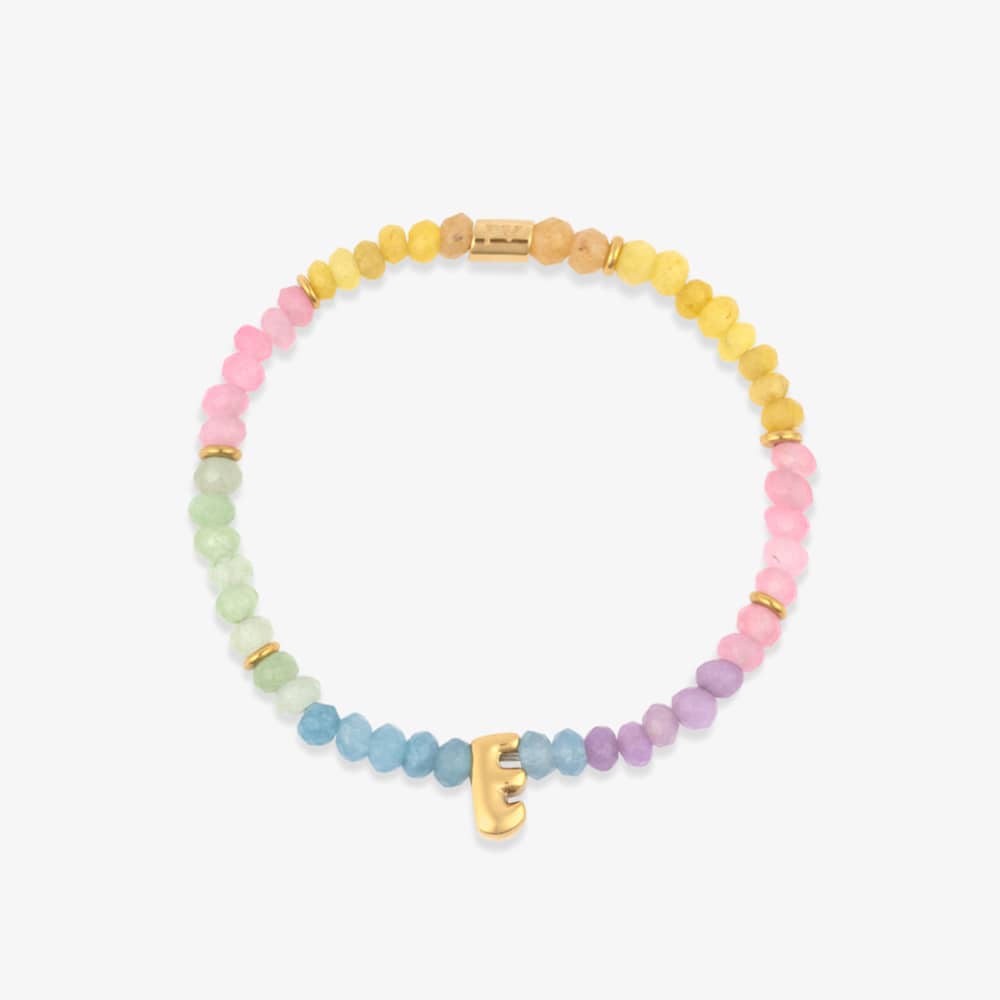 Initial Ombre Stone Bead Stretch Bracelet